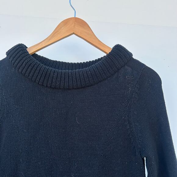 Anthropologie Field Flower Chunky Knit Thick Cotton Sweater Black Small Top - Picture 6 of 9